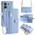 For Xiaomi Redmi Note 13 Pro 5G Sheep Texture Cross-body Zipper Wallet Leather Phone Case(Blue)