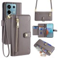 For Xiaomi Redmi Note 13 Pro 5G Sheep Texture Cross-body Zipper Wallet Leather Phone Case(Grey)