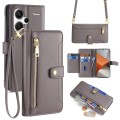 For Xiaomi Redmi Note 13 Pro+ 5G Sheep Texture Cross-body Zipper Wallet Leather Phone Case(Grey)