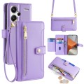 For Xiaomi Redmi Note 13 Pro+ 5G Sheep Texture Cross-body Zipper Wallet Leather Phone Case(Purple)