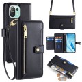 For Xiaomi Mi 11 Lite Sheep Texture Cross-body Zipper Wallet Leather Phone Case(Black)