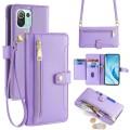 For Xiaomi Mi 11 Lite Sheep Texture Cross-body Zipper Wallet Leather Phone Case(Purple)