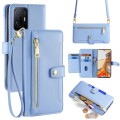 For Xiaomi 11T / 11T Pro Sheep Texture Cross-body Zipper Wallet Leather Phone Case(Blue)