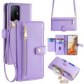 For Xiaomi 11T / 11T Pro Sheep Texture Cross-body Zipper Wallet Leather Phone Case(Purple)