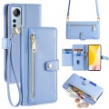 For Xiaomi 12 Lite Sheep Texture Cross-body Zipper Wallet Leather Phone Case(Blue)