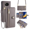 For Xiaomi Poco X3 NFC / X3 / X3 Pro Sheep Texture Cross-body Zipper Wallet Leather Phone Case(Grey)