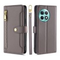 For OnePlus Ace 2 Pro Lite Sheep Texture Cross-body Zipper Wallet Leather Phone Case(Grey)