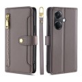 For OnePlus Nord CE3 5G Lite Sheep Texture Cross-body Zipper Wallet Leather Phone Case(Grey)