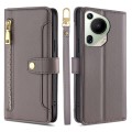 For Huawei Pura 70 Ultra 5G Sheep Texture Cross-body Zipper Wallet Leather Phone Case(Grey)