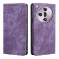 For OPPO Find X7 5G RFID Anti-theft Brush Magnetic Leather Phone Case(Purple)