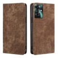 For OPPO Reno11 F 5G RFID Anti-theft Brush Magnetic Leather Phone Case(Brown)
