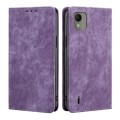 For Nokia C110 4G RFID Anti-theft Brush Magnetic Leather Phone Case(Purple)