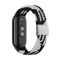 For Xiaomi Mi Band 8 Adjustable Nylon Braided Steel Buckle Watch Band(Black White)