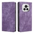 For Honor Magic6 Pro RFID Anti-theft Brush Magnetic Leather Phone Case(Purple)