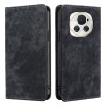 For Honor Magic6 RFID Anti-theft Brush Magnetic Leather Phone Case(Black)