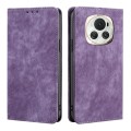 For Honor Magic6 RFID Anti-theft Brush Magnetic Leather Phone Case(Purple)