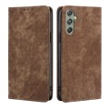 For Samsung Galaxy M34 5G / F34 5G RFID Anti-theft Brush Magnetic Leather Phone Case(Brown)