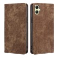 For Samsung Galaxy A05 4G RFID Anti-theft Brush Magnetic Leather Phone Case(Brown)
