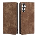 For Samsung Galaxy A05s 4G RFID Anti-theft Brush Magnetic Leather Phone Case(Brown)