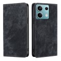 For Xiaomi Redmi Note 13 4G RFID Anti-theft Brush Magnetic Leather Phone Case(Black)