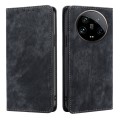 For Xiaomi 14 Ultra 5G RFID Anti-theft Brush Magnetic Leather Phone Case(Black)