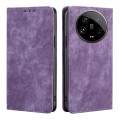 For Xiaomi 14 Ultra 5G RFID Anti-theft Brush Magnetic Leather Phone Case(Purple)