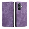 For OnePlus Nord CE3 5G RFID Anti-theft Brush Magnetic Leather Phone Case(Purple)