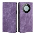 For Huawei Mate 60 RFID Anti-theft Brush Magnetic Leather Phone Case(Purple)