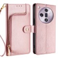 For OPPO Find X7 5G Zipper Bag Leather Phone Case(Rose Gold)
