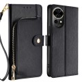 For Huawei nova 12 5G Zipper Bag Leather Phone Case(Black)