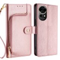 For Huawei nova 12 5G Zipper Bag Leather Phone Case(Rose Gold)