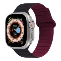 For Apple Watch Ultra 49mm Loop Magnetic Silicone Watch Band(Black Wine Red)