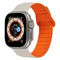 For Apple Watch 7 41mm Loop Magnetic Silicone Watch Band(Starlight Orange)