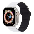 For Apple Watch SE 2022 40mm Loop Magnetic Silicone Watch Band(White Black)