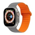 For Apple Watch SE 2022 44mm Loop Magnetic Silicone Watch Band(Grey Orange)