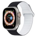 For Apple Watch SE 44mm Loop Magnetic Silicone Watch Band(Black White)