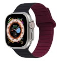 For Apple Watch SE 44mm Loop Magnetic Silicone Watch Band(Black Wine Red)