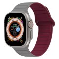 For Apple Watch 6 44mm Loop Magnetic Silicone Watch Band(Grey Wine Red)