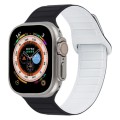 For Apple Watch 3 42mm Loop Magnetic Silicone Watch Band(Black White)