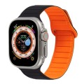 For Apple Watch 3 42mm Loop Magnetic Silicone Watch Band(Black Orange)