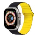 For Apple Watch 9 41mm Loop Magnetic Silicone Watch Band(Black Yellow)