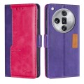 For OPPO Find X7 Ultra 5G Contrast Color Side Buckle Leather Phone Case(Purple + Rose Red)