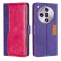 For OPPO Find X7 5G Contrast Color Side Buckle Leather Phone Case(Purple + Rose Red)