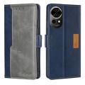 For Huawei nova 12 5G Contrast Color Side Buckle Leather Phone Case(Blue + Grey)