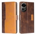 For Huawei nova 12 5G Contrast Color Side Buckle Leather Phone Case(Dark Brown + Gold)