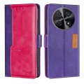 For Huawei nova 12i 4G Contrast Color Side Buckle Leather Phone Case(Purple + Rose Red)