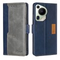 For Huawei Pura 70 Ultra 5G Contrast Color Side Buckle Leather Phone Case(Blue + Grey)