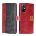 For Xiaomi Redmi Note 12S 4G Contrast Color Side Buckle Leather Phone Case(Red + Black)