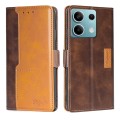 For Xiaomi Redmi Note 13 4G Contrast Color Side Buckle Leather Phone Case(Dark Brown + Gold)