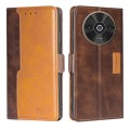 For Xiaomi Redmi A3 4G Contrast Color Side Buckle Leather Phone Case(Dark Brown + Gold)